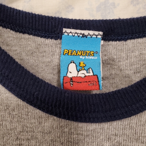 Vintage 90s PEANUTS Snoopy Babydoll Ringer T Shirt Top M/L Grey - Picture 6 of 6